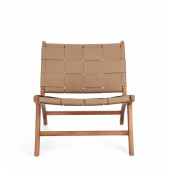 Fotoliu lemn maro piele taupe Joanna 65x79x69 cm