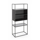 Raft otel negru sticla Hydra 55x30x132.5 cm