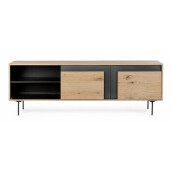 Comoda TV 2 usi mdf natur negru Stanwood 160x40x57 cm
