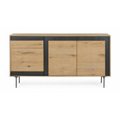 Comoda 3 usi 1 sertar mdf natur negru Stanwood 160x40x85 cm