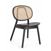 Scaun lemn negru rattan natur Adolis 49x42x81 cm