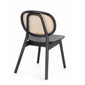 Scaun lemn negru rattan natur Adolis 49x42x81 cm