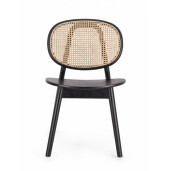 Scaun lemn negru rattan natur Adolis 49x42x81 cm