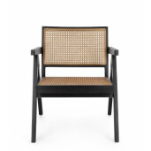 Fotoliu lemn negru rattan natur Galia 61x68.5x74 cm