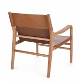 Fotoliu lemn piele naturala cognac Caroline 70x72x79 cm