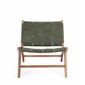 Fotoliu lemn maro piele verde Joanna 65x79x69 cm