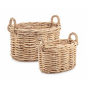 Set 2 cosuri depozitare ratan natur Malang 50x40x30 cm, 59x46x35 cm