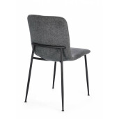 Set 4 scaune otel negru textil gri inchis Rinas 44x56x81 cm