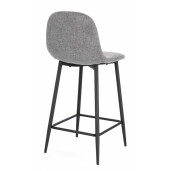 Set 2 scaune bar otel negru textil gri Irelia 46x39x92 cm