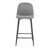 Set 2 scaune bar otel negru textil gri Irelia 46x39x92 cm