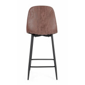 Set 2 scaune bar otel negru piele ecologica cognac Irelia 46x39x92 cm