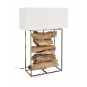 Veioza lemn metal maro bumbac alb Kubi 54x20x76 cm