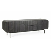 Comoda TV 3 usi 2 sertare lemn mango negru Orissa 172x44x55 cm