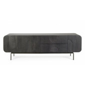 Comoda TV 3 usi 2 sertare lemn mango negru Orissa 172x44x55 cm