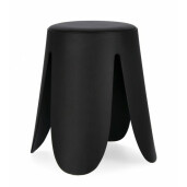 Taburet piele ecologica neagra Imogen 37x47 cm
