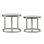 Set 2 masute otel argintiu sticla Zayla 45x25x40 cm, 50x34x50 cm