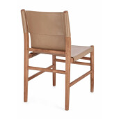 Set 2 scaune lemn maro piele naturala taupe Caroline 48x58x85 cm