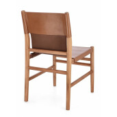 Set 2 scaune lemn maro piele naturala cognac Caroline 48x58x85 cm