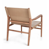 Fotoliu lemn maro piele naturala taupe Caroline 70x72x79 cm