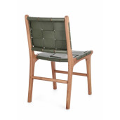 Set 2 scaune lemn maro piele naturala verde Joanna 46x59x85 cm
