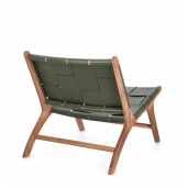 Fotoliu lemn maro piele verde Joanna 65x79x69 cm