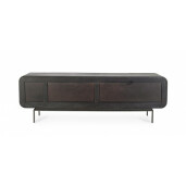 Comoda TV 3 usi 2 sertare lemn mango negru Orissa 172x44x55 cm