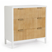 Comoda 3 sertare lemn alb natur Charley 80x40x82 cm