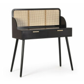 Consola 2 sertare mdf negru ratan natur Josine 100x40x78 cm
