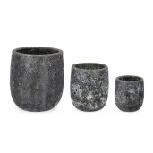 Set 3 ghivece flori teracota gri antracit Duyen 36x41 cm, 26x30 cm, 20x23 cm