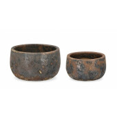 Set 2 ghivece flori teracota gri antracit maro Duyen 36x22 cm, 29x17 cm