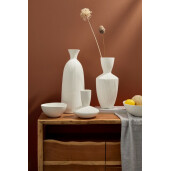 Vaza flori ceramica alba Striped 15.5x36 cm