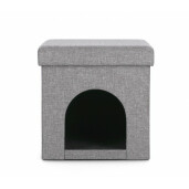 Casuta animale mdf textil gri 38x38x38 cm