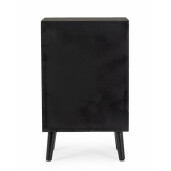 Comoda 3 sertare mdf negru ratan natur Josine 45x30x73 cm