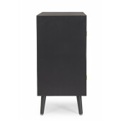 Comoda 2 usi mdf negru ratan natur Josine 80x40x80 cm