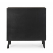 Comoda 1 usa 4 sertare mdf negru rattan natur Josine 80x40x80 cm