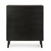 Comoda 2 usi 2 sertare mdf negru ratan natur Josine 80x40x92 cm