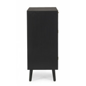 Comoda 2 usi 2 sertare mdf negru ratan natur Josine 80x40x92 cm