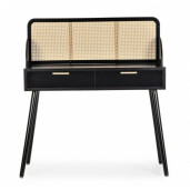 Consola 2 sertare mdf negru ratan natur Josine 100x40x78 cm