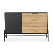 Comoda 1 usa 3 sertare lemn negru natur Allycia 124x40x81.5 cm