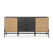Comoda 2 usi 3 sertare lemn negru natur Allycia 164x40x75 cm