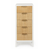 Comoda 5 sertare lemn alb natur Charley 40x30x92 cm