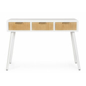 Consola 3 sertare lemn alb natur Charley 110x40x78 cm