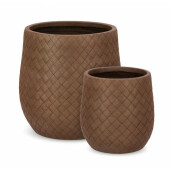 Set 2 ghivece flori fibra sticla maro 31.5x32 cm, 43.5x44 cm