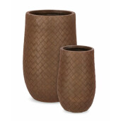 Set 2 ghivece flori fibra sticla maro 35x55 cm, 48x75 cm