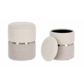 Set 2 tabureti textil alb gri Radinka 31.5x38 cm, 36x44 cm