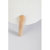 Taburet textil alb lemn natur 45x38 cm