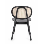 Scaun lemn negru rattan natur Adolis 49x42x81 cm