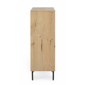 Comoda 4 usi mdf natur negru Stanwood 90x40x120 cm