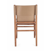 Set 2 scaune lemn maro piele naturala taupe Caroline 48x58x85 cm