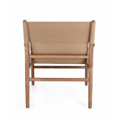 Fotoliu lemn maro piele naturala taupe Caroline 70x72x79 cm